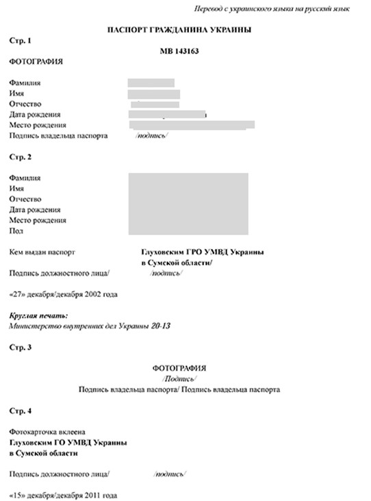 Переклад паспорта